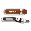 Leather USB Drive w/ Silver Trim - 128 MB